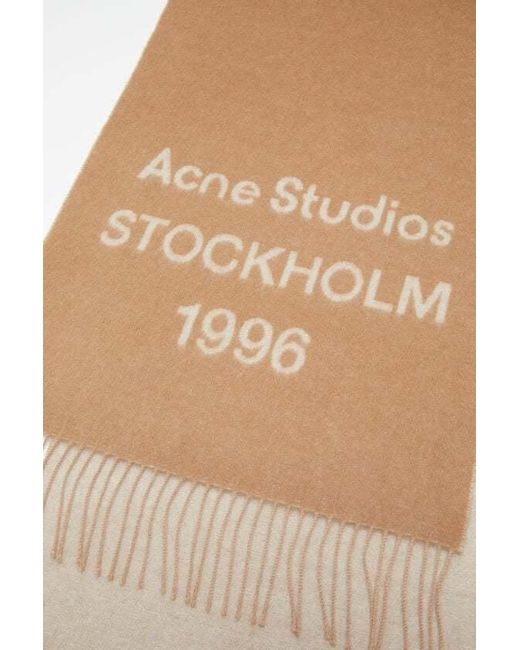 Acne Natural Logo Jacquard Fringed Scarf for men