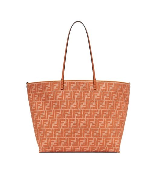 Fendi Orange Roll Striped Large Reversible Tote Bag