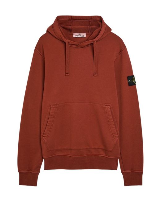 Stone Island Red Hooded Cotton Sweatshirt for men