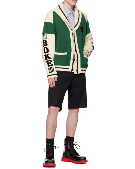 KENZO Black Logo Patch Knee-Length Cargo Shorts for men