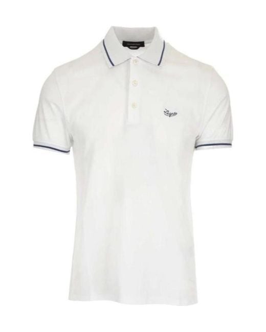 Zegna White Logo-Embroidered Polo Shirt for men