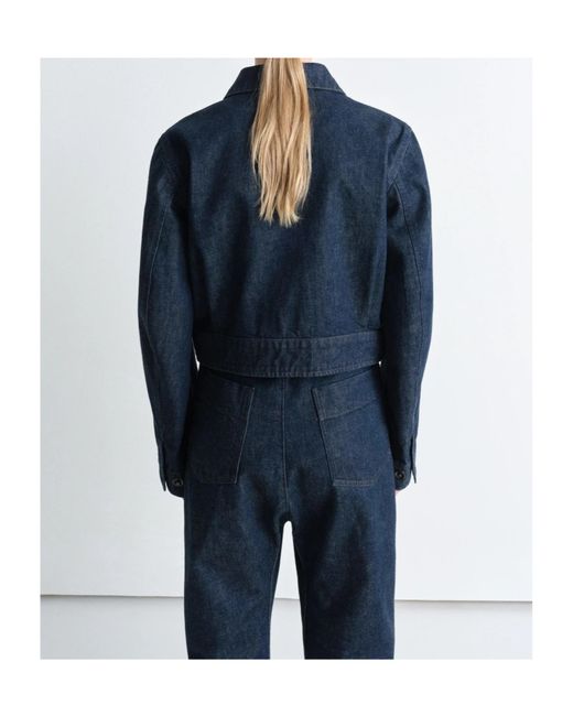 Lemaire Blue Long Sleeved Cropped Jacket