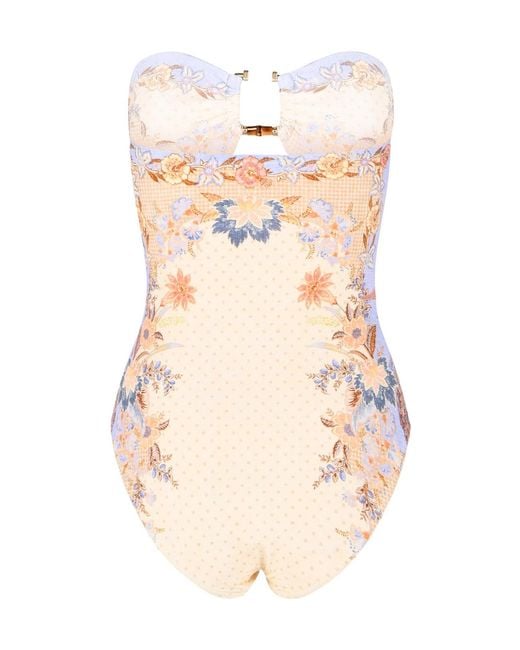 Zimmermann Natural Sleeveless One-Piece Swimsuit