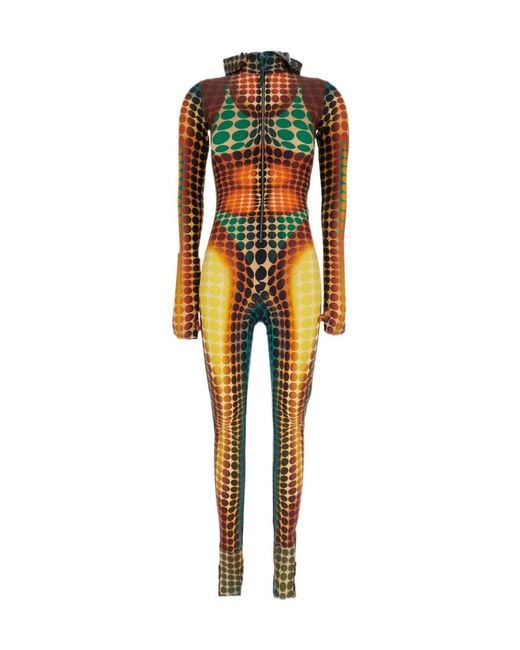 Jean Paul Gaultier Multicolor High Neck Hooded Jumpsuit