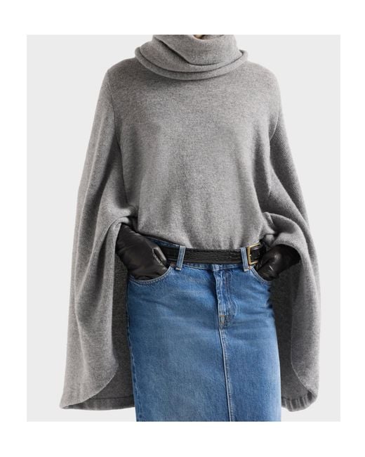 7 For All Mankind Gray Wool Turtleneck Cape Sweater