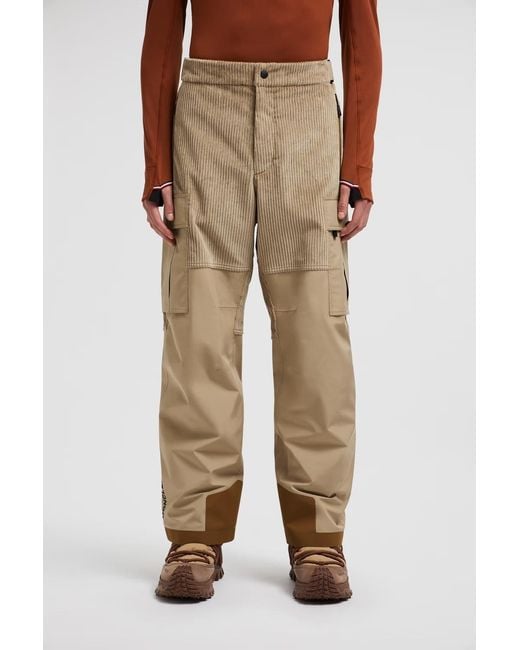 Moncler Natural Grenoble Logo Patch Cargo Ski Trousers for men