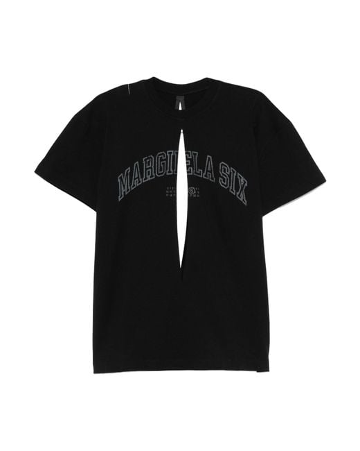 MM6 by Maison Margiela Black Cut-Out Crewneck T-Shirt