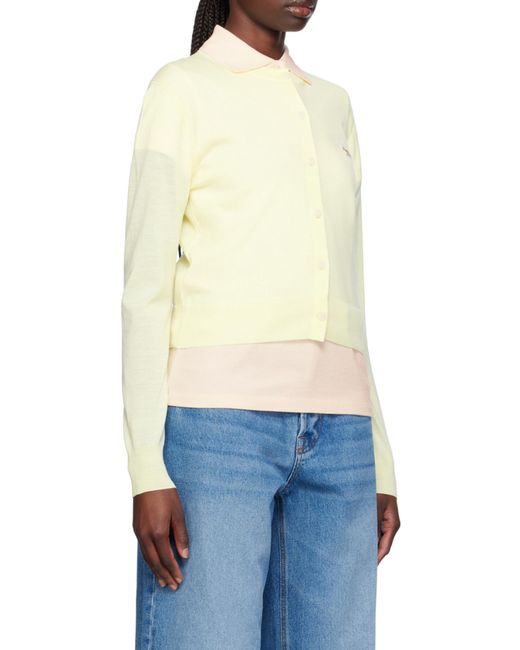 Maison Kitsuné Yellow Maison Kitsuné Baby Fox Patch Knit Cardigan