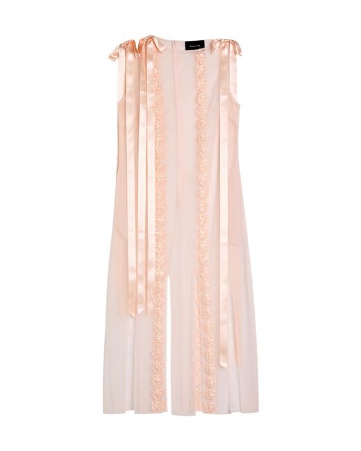 Simone Rocha Pink Appliquéd Sheer Tulle Midi Dress