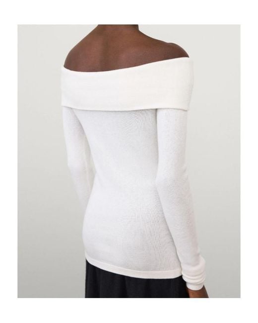 Lisa Yang White Claudina Off-Shoulder Knitted Top