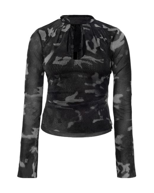 M I S B H V Black Transparent Printed Hoodie