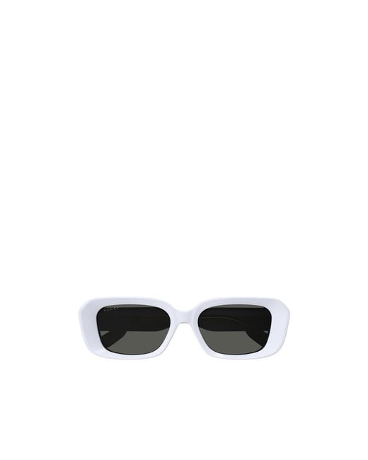 Gucci White Eyewear Rectangle Frame Sunglasses