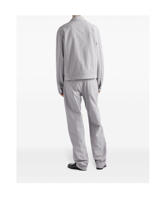 Prada Gray Logo-Plaque Denim Jacket for men