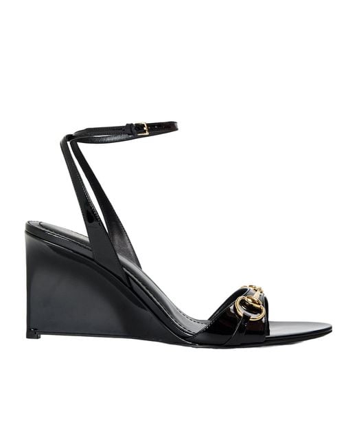 Gucci Black Opentoe Wedgeheel Sandal