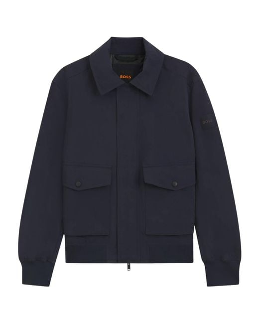 Boss Blue Collared Long-Sleeved Casual Jacket for men