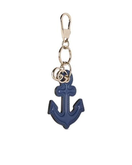 Gucci Blue Keychain With Anchor Detail