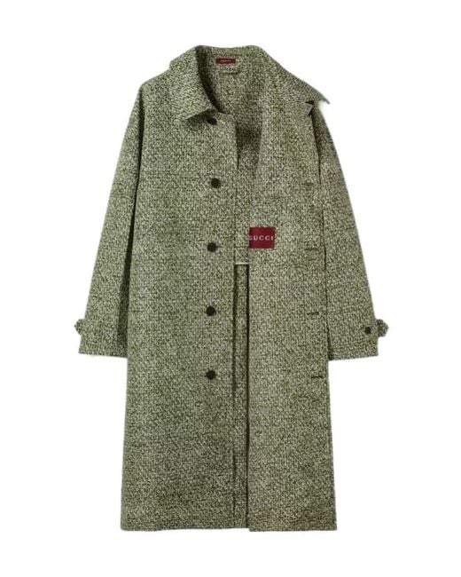 Gucci Green Bonded Poplin Coat for men
