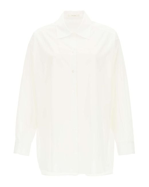 The Row White Luka Curved Hem Shirt