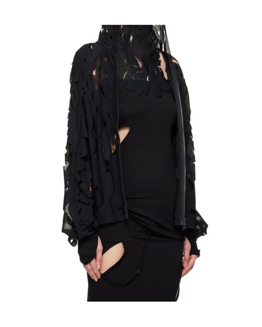 Post Archive Faction PAF Black Post Archive Faction 6.0 Cut-Out Detailed Hooded Jacket
