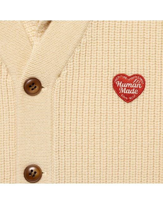 Human Made Natural Heart-Patch Wool Cardigan for men
