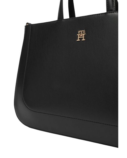 Tommy Hilfiger Black Logo-Detail Tote Bag