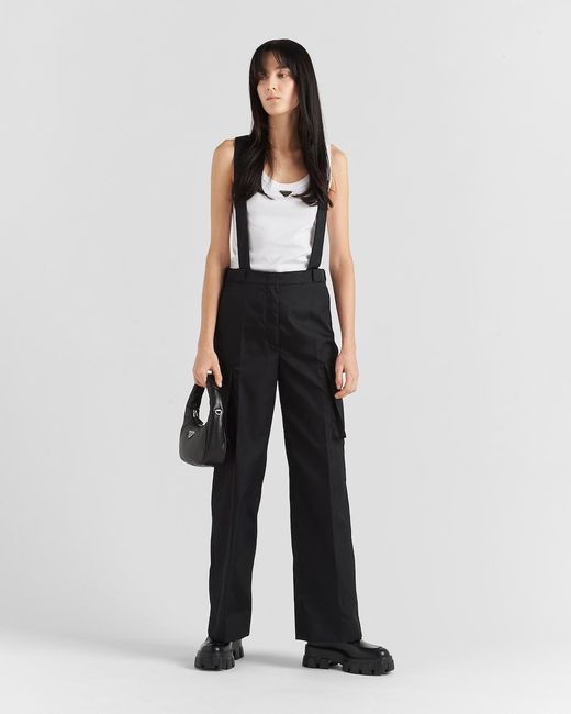 Prada Black Enamel Triangle-Logo Leather Shoulder Bag