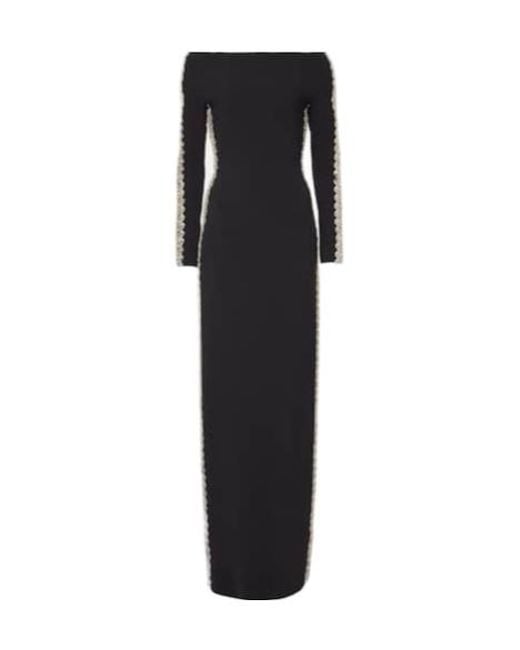Jenny Packham Black Charming Embellished Crepe Dress