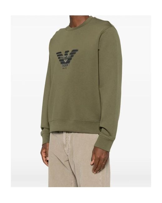 Emporio Armani Green Logo-Print Crew-Neck Sweatshirt for men