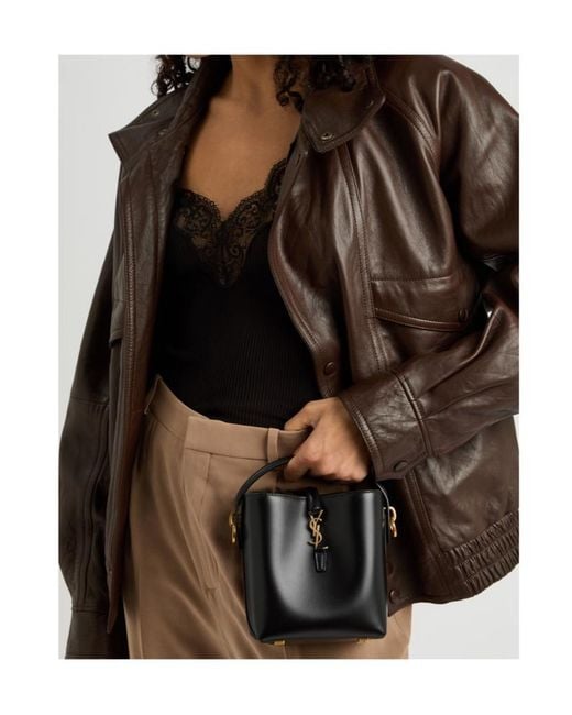 Saint Laurent Black Le 37 Mini Leather Bucket Bag