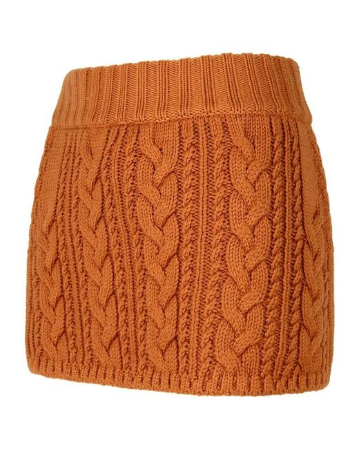 Alanui Orange 'Hues' Virgin Wool Miniskirt