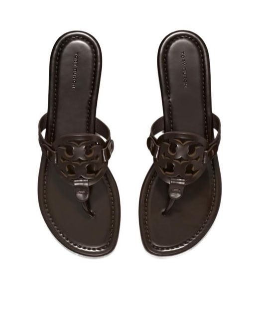 Tory Burch Brown Miller Logo Thong Flat Sandals