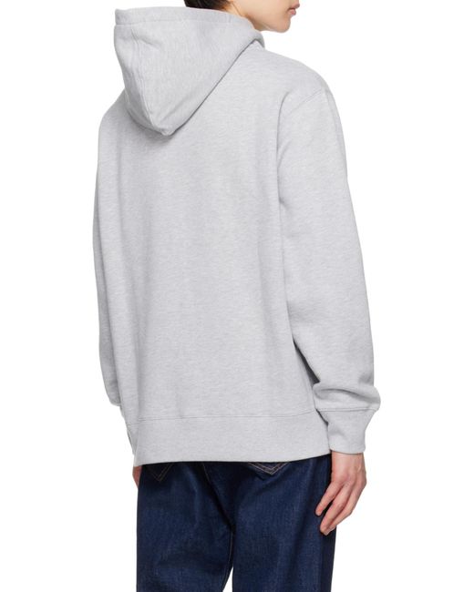 Maison Kitsuné Gray Embroidered-Logo Cotton Hoodie for men