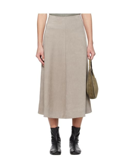 Rier Natural Crust Suede Midi Skirt