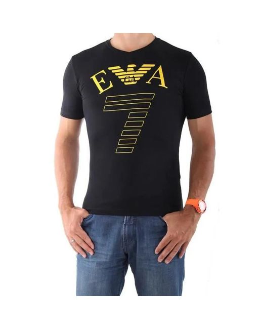 EA7 Black Logo Printed T-Shirt for men