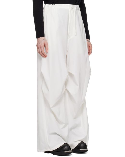MM6 by Maison Margiela White Elasticated Wide-Leg Pants