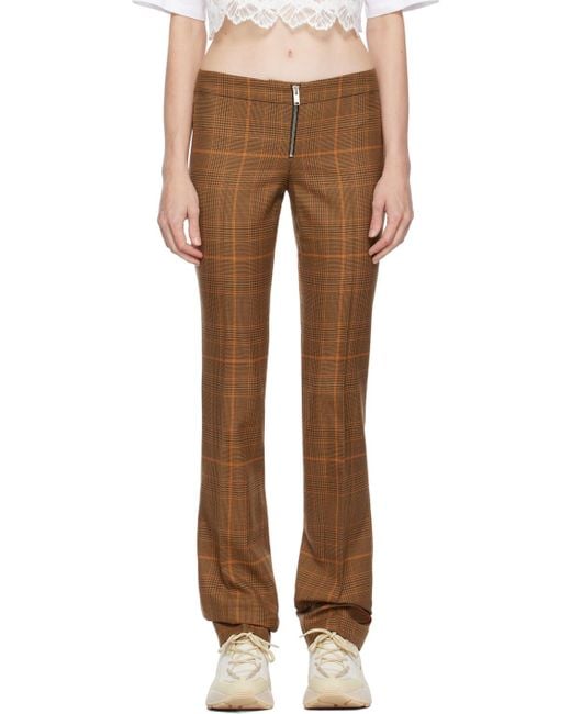 Stella McCartney Brown Prince-Of-Wales Mid Rise Trousers