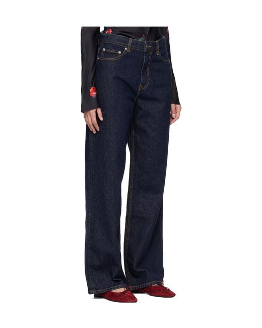 Ganni Blue Izey Straight Leg Jeans