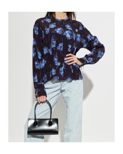 Rag & Bone Blue Floral-Print Blouse