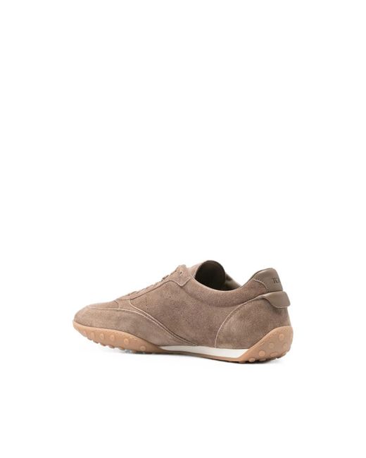 Tod's Brown Suede Panel Low-Top Sneakers for men