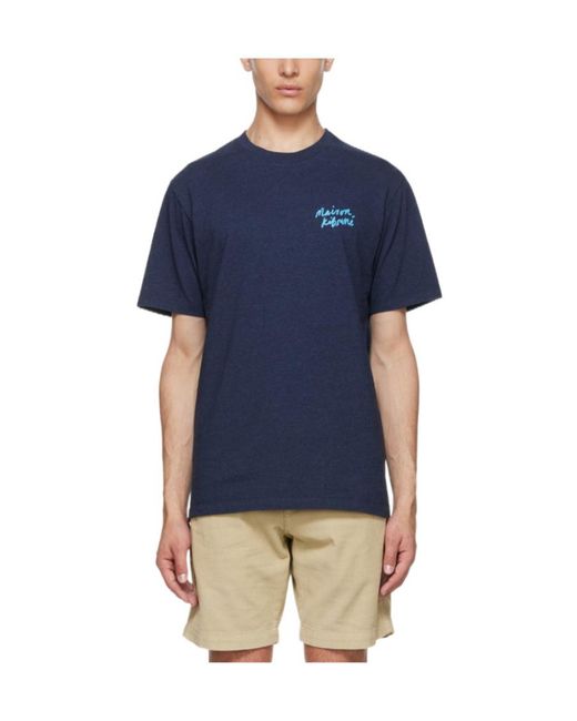 Maison Kitsuné Blue Logo Short-Sleeved T-Shirt for men