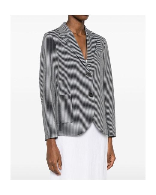 Harris Wharf London Gray Striped Pocket Jacket