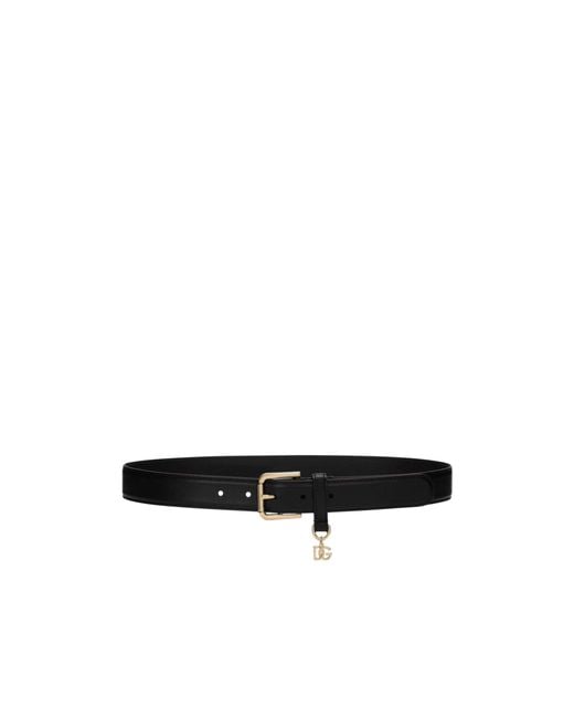Dolce & Gabbana White Dg Logo Plaque Belt