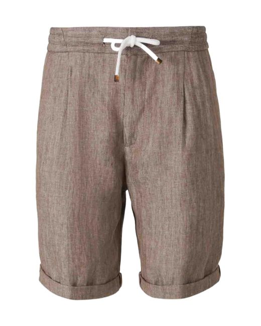 Brunello Cucinelli Gray Linen Shorts for men