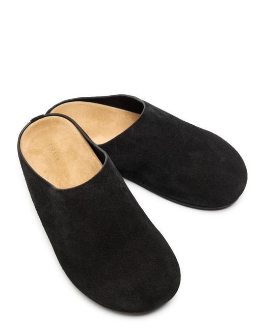 The Row Black Hugo Suede Mules