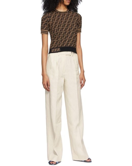Fendi Brown Fabric Ff Motif Jumper