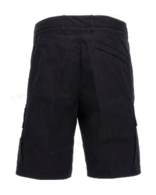 Stone Island Blue Compass-Patch Knee-Length Cargo Shorts for men
