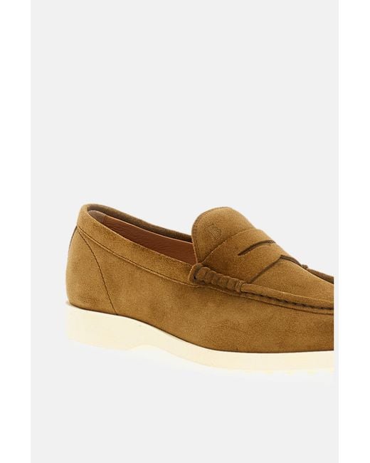 Tod's Brown Topstitching Penny Loafers for men