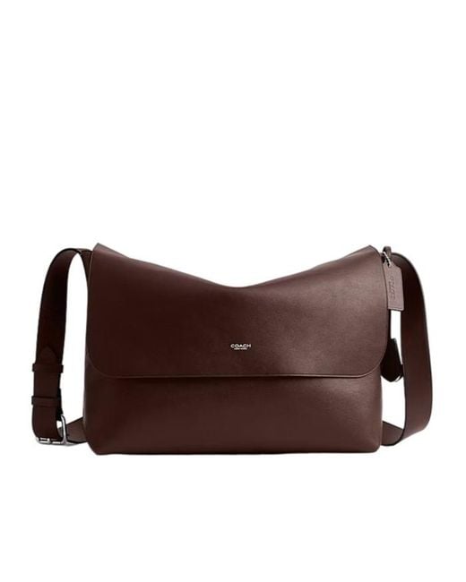 COACH Brown Ludlow Leather Messenger Bag for men