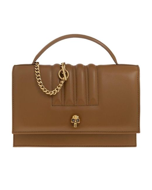 McQueen Brown Skull-Detail Tote Bag