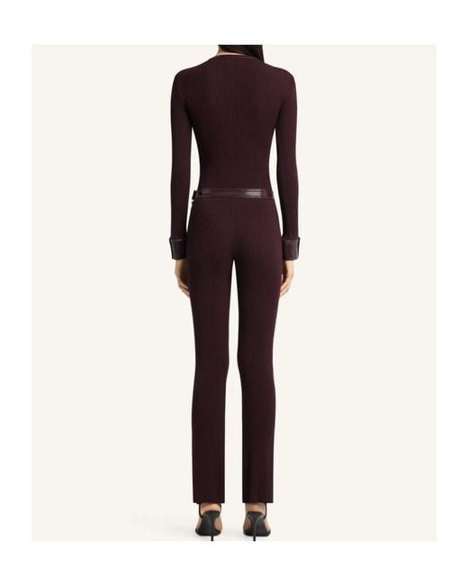 Courreges Purple Vinyl-Trimmed Ribbed-Knit Trousers